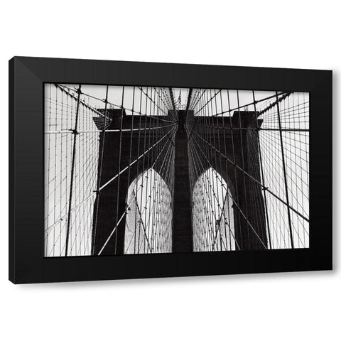 Brooklyn Bridge Black Modern Wood Framed Art Print by Martin, Rikard