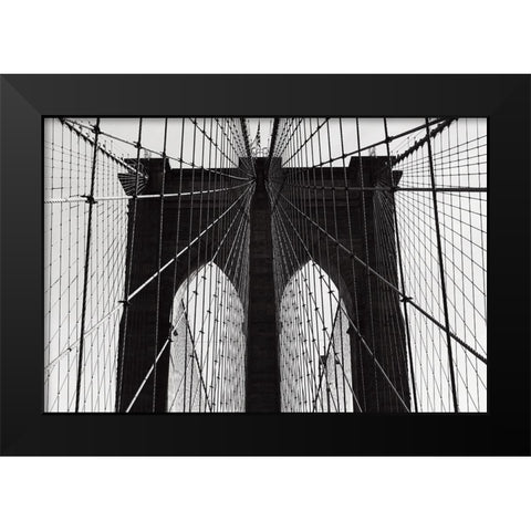 Brooklyn Bridge Black Modern Wood Framed Art Print by Martin, Rikard