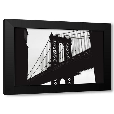 Manhattan Bridge Black Modern Wood Framed Art Print with Double Matting by Martin, Rikard