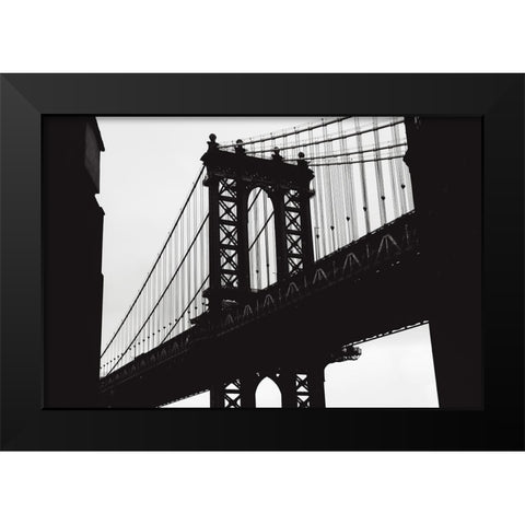 Manhattan Bridge Black Modern Wood Framed Art Print by Martin, Rikard