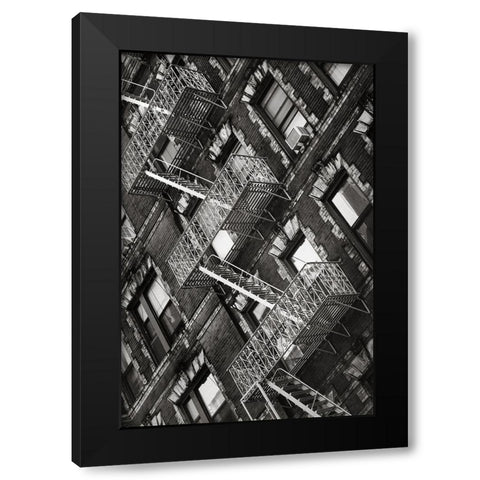 New York City Fire Escapes 04 Black Modern Wood Framed Art Print with Double Matting by Martin, Rikard