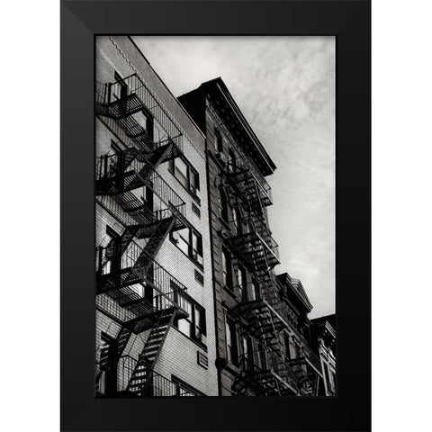 New York City Fire Escapes 05 Black Modern Wood Framed Art Print by Martin, Rikard