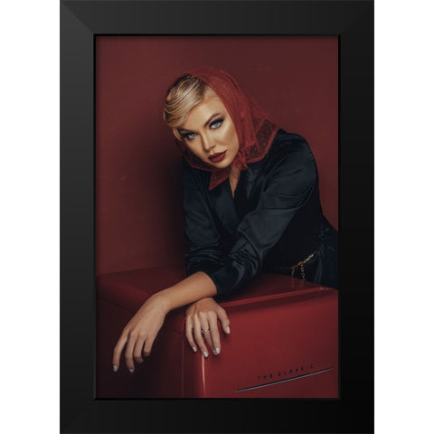 Red Scarf! Black Modern Wood Framed Art Print by Behzadi Boroujeni, Amir