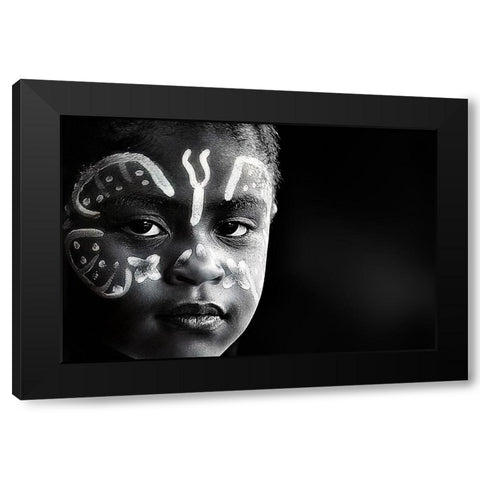 Girl Black Modern Wood Framed Art Print with Double Matting by Strelok