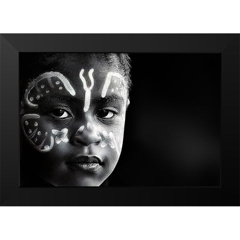 Girl Black Modern Wood Framed Art Print by Strelok