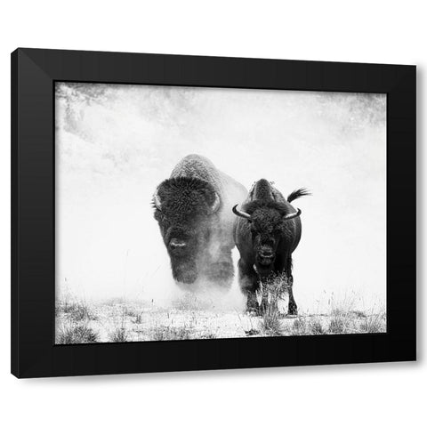Couple Black Modern Wood Framed Art Print by Yu, Wenjin