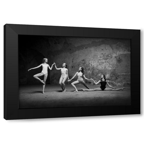 Ballerinas 2 Black Modern Wood Framed Art Print with Double Matting by Uhrin, Milan