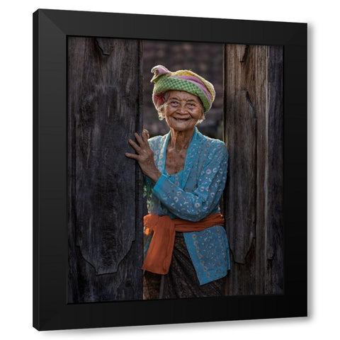 Dadong Wayan Black Modern Wood Framed Art Print by Mikael, Fira