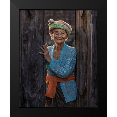 Dadong Wayan Black Modern Wood Framed Art Print by Mikael, Fira