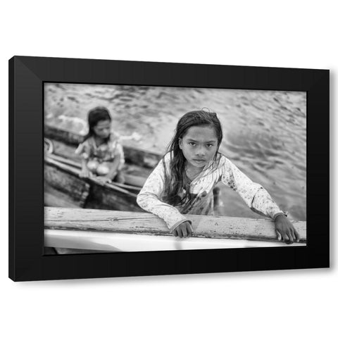 Climbing Abroad Black Modern Wood Framed Art Print with Double Matting by Long, Kieron