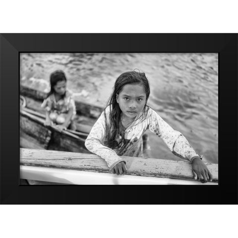 Climbing Abroad Black Modern Wood Framed Art Print by Long, Kieron