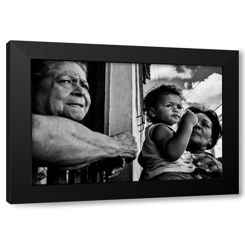 Three Generations Black Modern Wood Framed Art Print with Double Matting by Naor, Orna