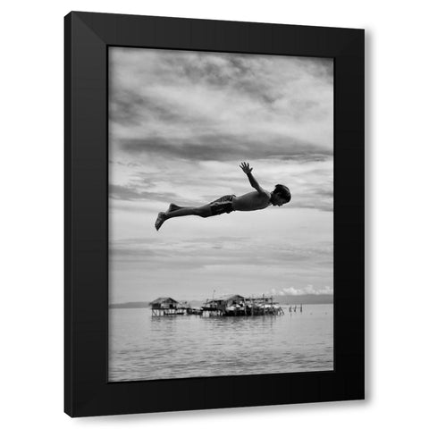 In Mid-Air Black Modern Wood Framed Art Print with Double Matting by Long, Kieron