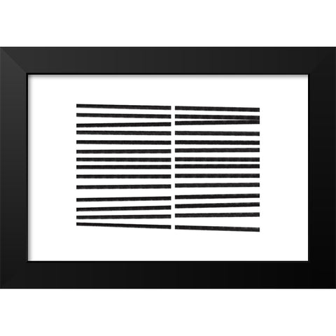 Calming Lines No 2 Black Modern Wood Framed Art Print by uplusmestudio