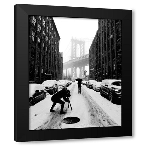 Winter in NYC Black Modern Wood Framed Art Print with Double Matting by Lesica, Ivan