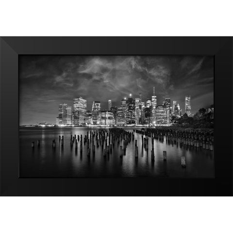 NYC Black Modern Wood Framed Art Print by W, Joanna