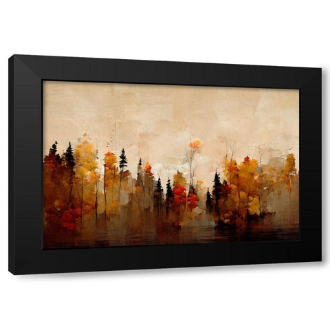 A Forest In Autumn Black Modern Wood Framed Art Print by Treechild