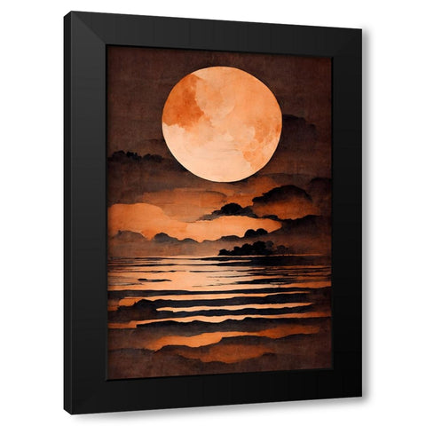 Full Moon Black Modern Wood Framed Art Print by Treechild