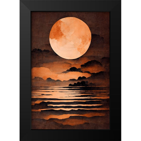 Full Moon Black Modern Wood Framed Art Print by Treechild