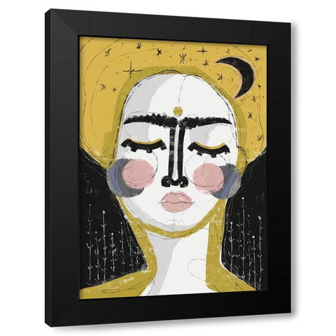 The Goddess Of The Night Black Modern Wood Framed Art Print by Treechild
