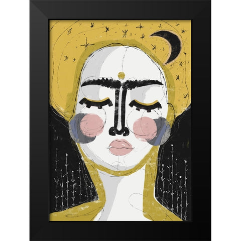 The Goddess Of The Night Black Modern Wood Framed Art Print by Treechild