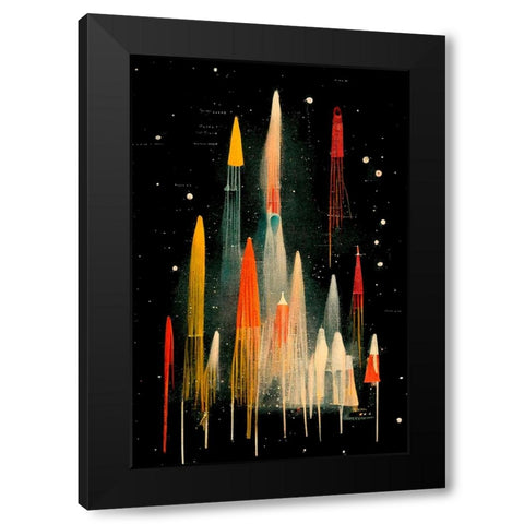 Rockets Black Modern Wood Framed Art Print by Treechild