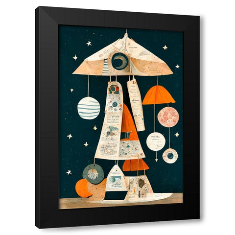 Ufo Mobile Black Modern Wood Framed Art Print with Double Matting by Treechild