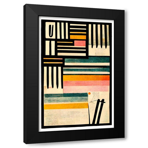 Crossed Lines Black Modern Wood Framed Art Print by Treechild