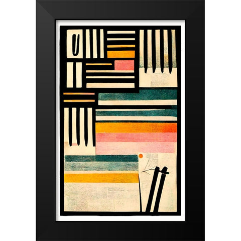 Crossed Lines Black Modern Wood Framed Art Print by Treechild