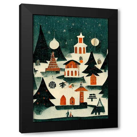 Before Christmas Black Modern Wood Framed Art Print with Double Matting by Treechild