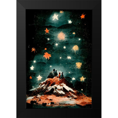 Night Of The Stars Black Modern Wood Framed Art Print by Treechild