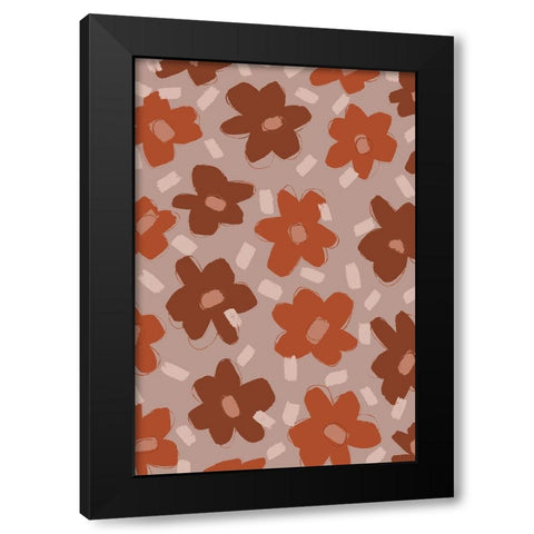 Pastel Flowers Black Modern Wood Framed Art Print by Treechild