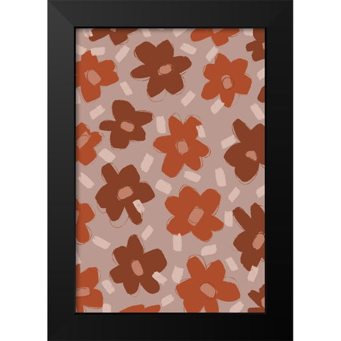 Pastel Flowers Black Modern Wood Framed Art Print by Treechild