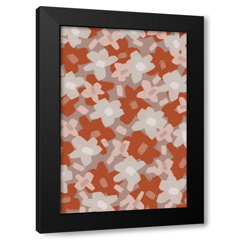 Cute Flowers Black Modern Wood Framed Art Print by Treechild