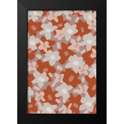 Cute Flowers Black Modern Wood Framed Art Print by Treechild