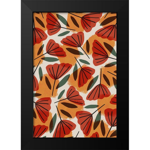 Tulip Pattern Black Modern Wood Framed Art Print by Treechild