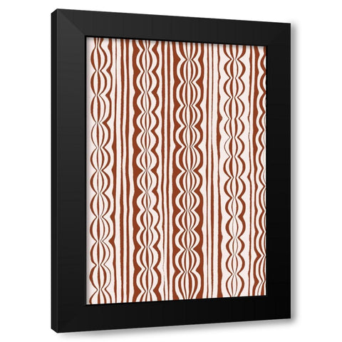 Curved Lines Black Modern Wood Framed Art Print by Treechild