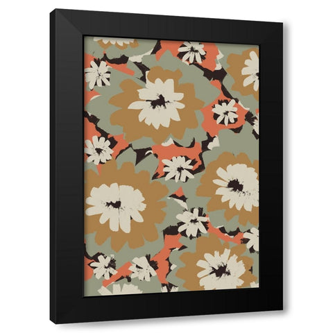 Big Pastel Flowers Black Modern Wood Framed Art Print by Treechild