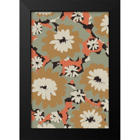Big Pastel Flowers Black Modern Wood Framed Art Print by Treechild
