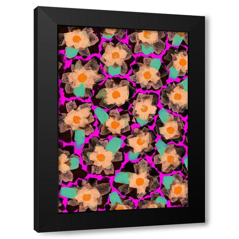 Funky Blossoms Black Modern Wood Framed Art Print with Double Matting by Treechild