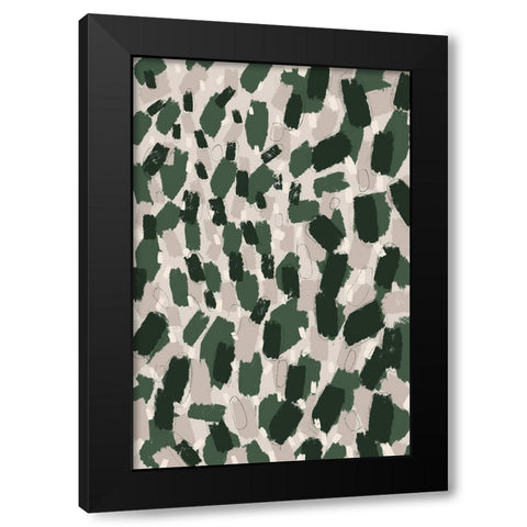 Green Dabs Black Modern Wood Framed Art Print with Double Matting by Treechild