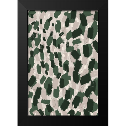 Green Dabs Black Modern Wood Framed Art Print by Treechild
