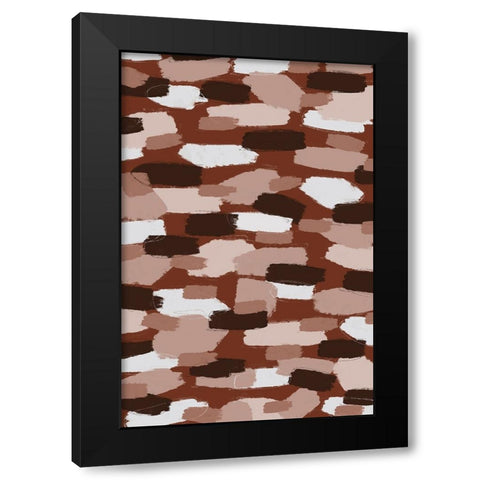 Brown Beige Strokes Black Modern Wood Framed Art Print by Treechild
