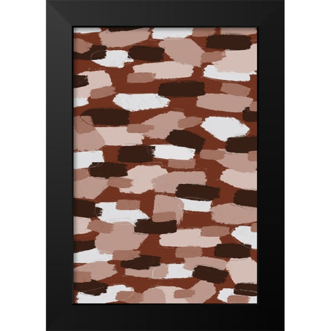 Brown Beige Strokes Black Modern Wood Framed Art Print by Treechild