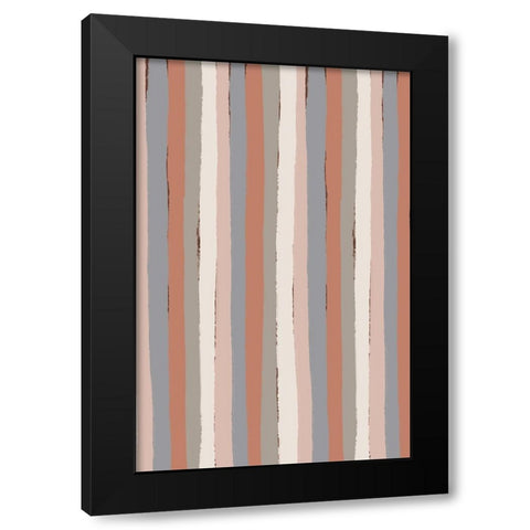 Pastel Stripes Black Modern Wood Framed Art Print with Double Matting by Treechild