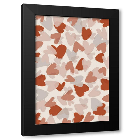 Pastel Hearts Black Modern Wood Framed Art Print with Double Matting by Treechild