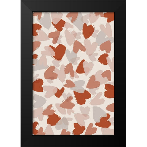 Pastel Hearts Black Modern Wood Framed Art Print by Treechild