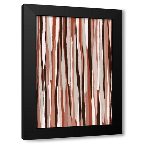 Pastel Thin Stripes Black Modern Wood Framed Art Print with Double Matting by Treechild