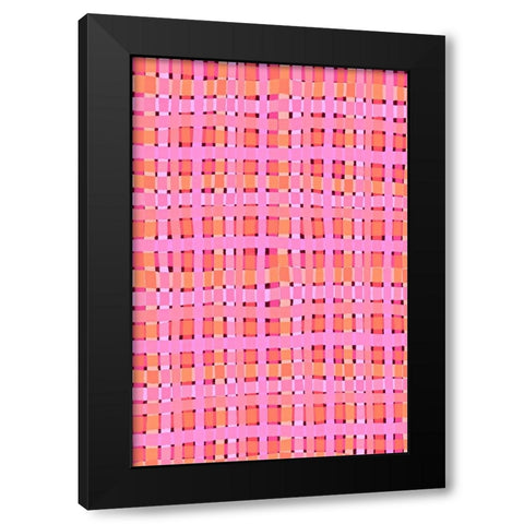Pink Plaid Black Modern Wood Framed Art Print with Double Matting by Treechild