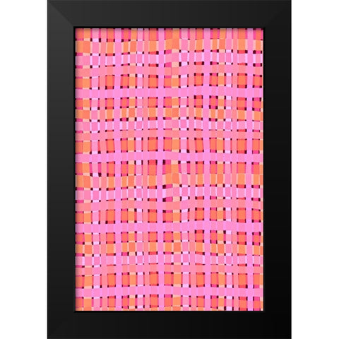 Pink Plaid Black Modern Wood Framed Art Print by Treechild